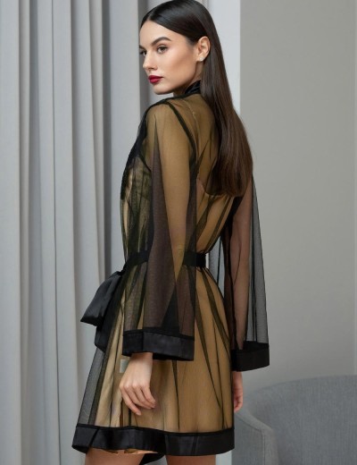 Халат из сетки Mia-Amore JARDIN 4023 черный, Цвет: черный, Размеры: 4XL/5XL, изображение 2 Халат из сетки Mia-Amore JARDIN 4023 черный, Цвет: черный, Размеры: 4XL/5XL, изображение 2