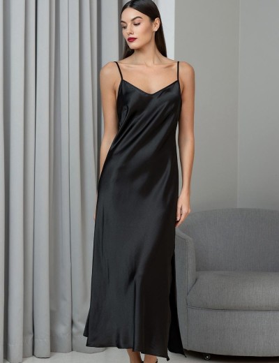 Длинная шёлковая сорочка Mia-Amore JARDIN 4028 черный, Цвет: черный, Размеры: 5XL, изображение 3