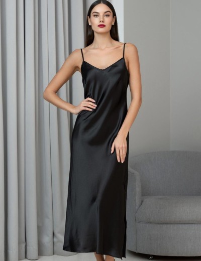 Длинная шёлковая сорочка Mia-Amore JARDIN 4028 черный, Цвет: черный, Размеры: 5XL, изображение 4