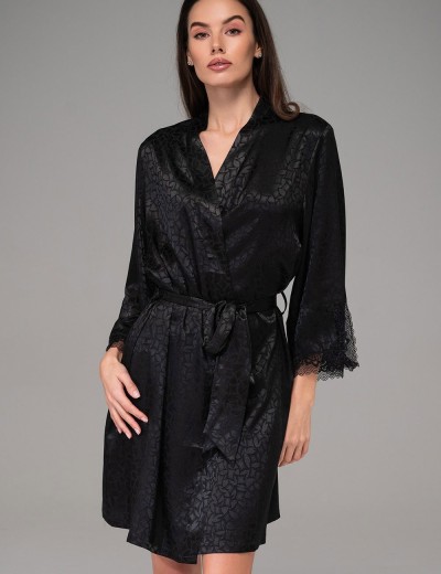 Атласный халат-кимоно Mia-Amore JOANNA 7313 черный, Цвет: черный, Размеры: 2XL/3XL, изображение 4