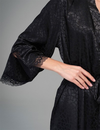 Атласный халат-кимоно Mia-Amore JOANNA 7313 черный, Цвет: черный, Размеры: 2XL/3XL, изображение 3