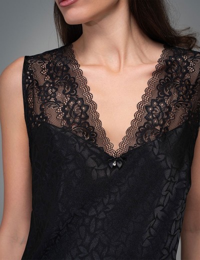 Атласная сорочка большого размера Mia-Amore JOANNA 7318 черный, Цвет: черный, Размеры: 5XL, изображение 2