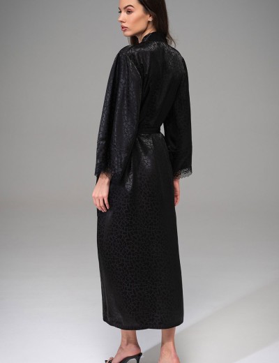 Атласный халат большого размера Mia-Amore JOANNA 7319 черный, Цвет: черный, Размеры: 2XL/3XL, изображение 3