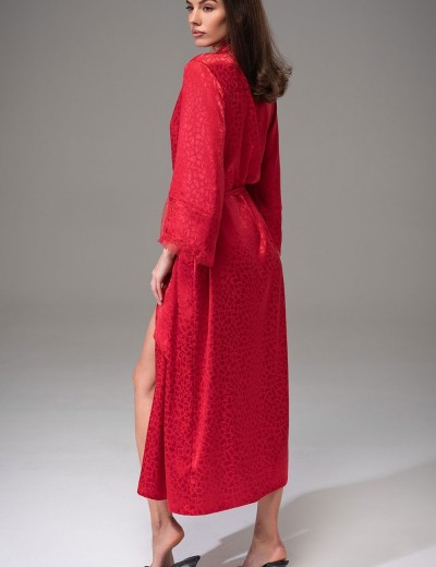 Атласный халат большого размера Mia-Amore JOANNA 7319 красный, Цвет: красный, Размеры: 2XL/3XL, изображение 3