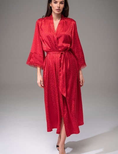 Атласный халат большого размера Mia-Amore JOANNA 7319 красный, Цвет: красный, Размеры: 2XL/3XL, изображение 2
