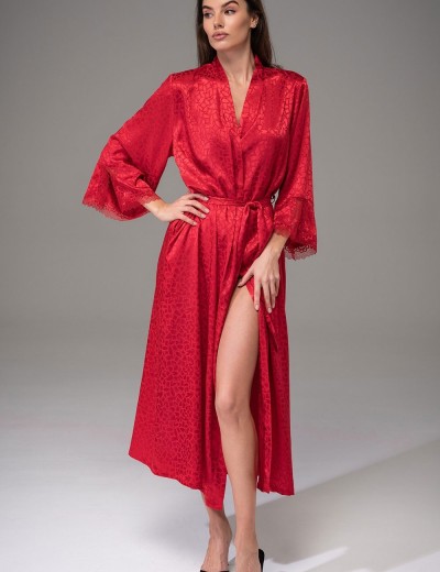 Атласный халат большого размера Mia-Amore JOANNA 7319 красный, Цвет: красный, Размеры: 2XL/3XL, изображение 4