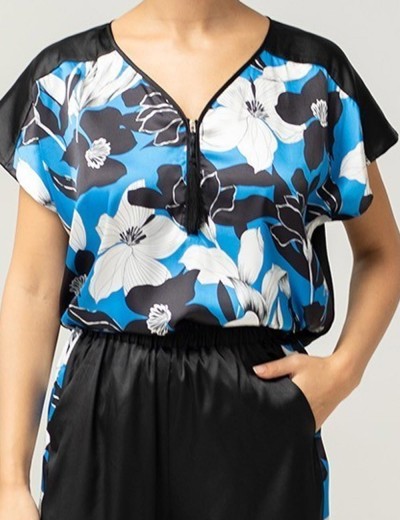 Пижама атласная Mia-Amore MARTINA 7325, Цвет: голубой+черный, Размеры: 3XL, изображение 3