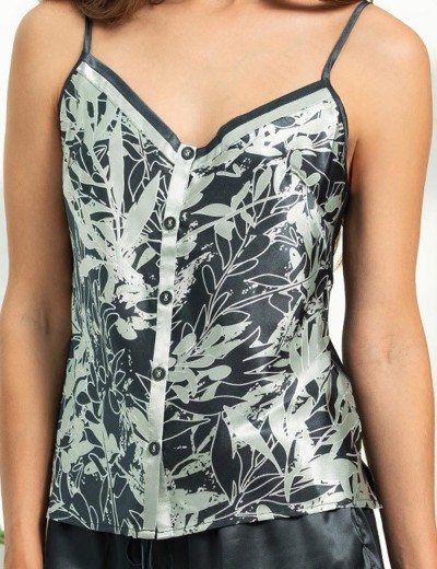 Атласная пижама топ и шорты Mia-Amore SOLANGE 7512, Цвет: серо-ментоловый, Размеры: S, изображение 4