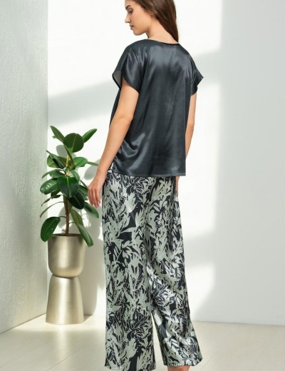 Пижама атласная с брюками Mia-Amore SOLANGE 7516, Цвет: серо-ментоловый, Размеры: S, изображение 2