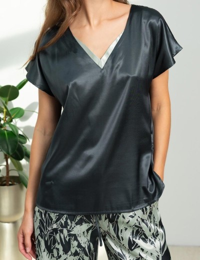 Пижама атласная с брюками Mia-Amore SOLANGE 7516, Цвет: серо-ментоловый, Размеры: S, изображение 4