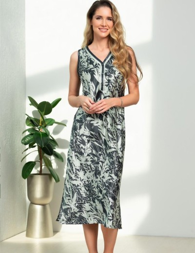 Длинная атласная сорочка Mia-Amore SOLANGE 7518, Цвет: серо-ментоловый, Размеры: 2XL, изображение 3