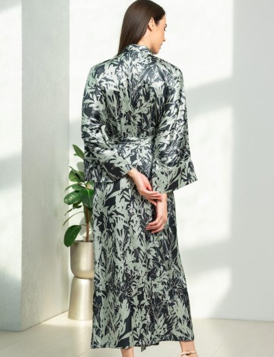 Атласный запашной халат Mia-Amore SOLANGE 7519, Цвет: серо-ментоловый, Размеры: L/XL, изображение 2