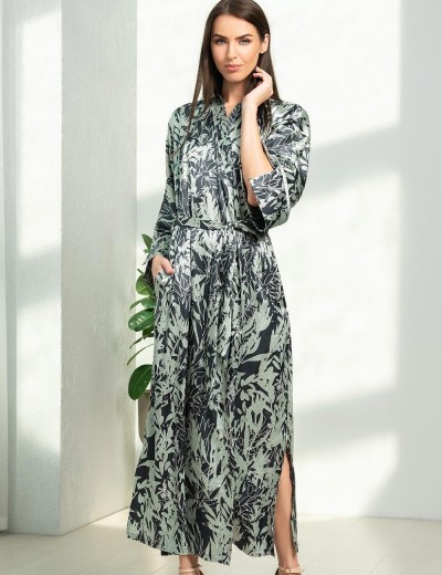 Атласный запашной халат Mia-Amore SOLANGE 7519, Цвет: серо-ментоловый, Размеры: L/XL, изображение 3