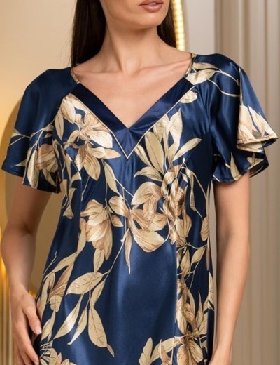 Атласная сорочка с рельефами Mia-Amore TAIS 7498, Цвет: темно-синий, Размеры: 2XL, изображение 4