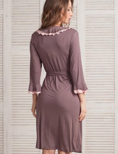 Трикотажный халат Mia-Mella MILENA 6609, Цвет: шоколадный, Размеры: XS, изображение 2