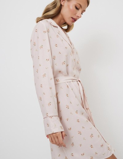 Халат-рубашка на пуговицах Aruelle FREESIA, Цвет: пудровый, Размеры: XS, изображение 3