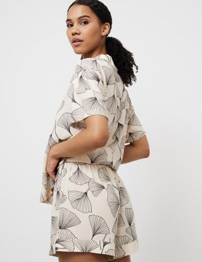 Пижама с шортами из вискозы Aruelle SEASHELL, Цвет: экрю, Размеры: S, изображение 2