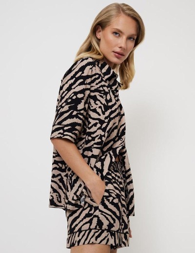 Женская пижама с шортами Aruelle SHERRY, Цвет: капучино/черный, Размеры: S, изображение 3