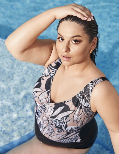 Слитный купальник Ava SKJ61 latte, Цвет: капучино+черный, Размеры: 90E, изображение 6