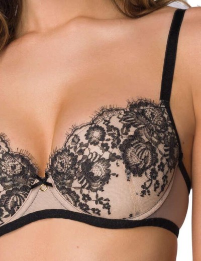 Бюстгальтер балконет пуш-ап MAT FRANCES M-3804-11 Beige-Black, Цвет: бежевый, Размеры: 70D, изображение 3