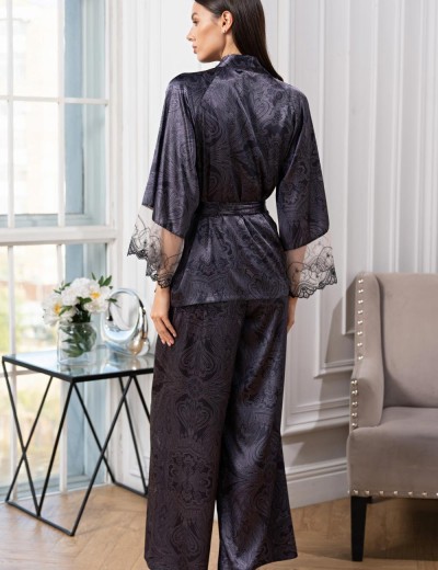 Комплект-тройка из натурального шёлка Mia-Amore ALETTA 4445, Цвет: антрацит, Размеры: 3XL, изображение 3