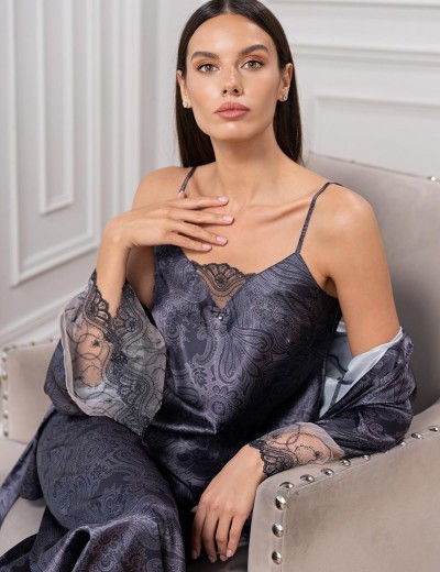 Комплект-тройка из натурального шёлка Mia-Amore ALETTA 4445, Цвет: антрацит, Размеры: 3XL, изображение 4