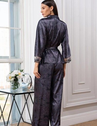 Шёлковая пижама с брюками Mia-Amore ALETTA 4446, Цвет: антрацит, Размеры: 5XL, изображение 2
