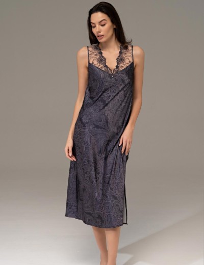 Длинная шёлковая сорочка Mia-Amore ALETTA 4448, Цвет: антрацит, Размеры: 5XL, изображение 3