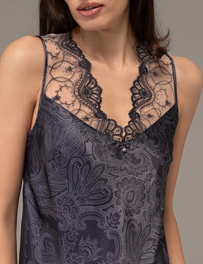 Длинная шёлковая сорочка Mia-Amore ALETTA 4448, Цвет: антрацит, Размеры: 5XL, изображение 4