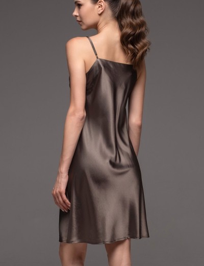 Классическая шелковая сорочка Mia-Amore AISHA 4310, Цвет: шоколад, Размеры: S, изображение 2