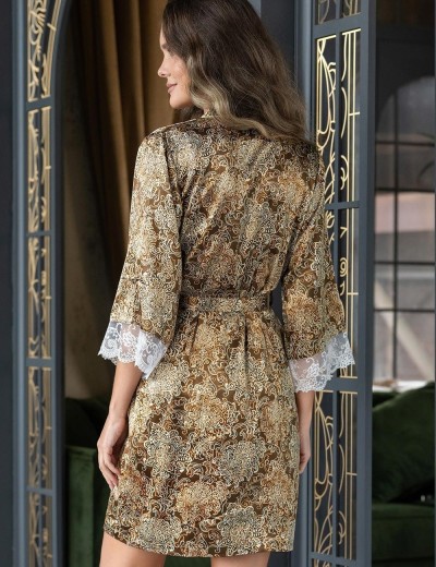 Короткий халат из шёлка Mia-Amore CAPPUCCINO 3113, Цвет: капучино, Размеры: L/XL, изображение 2
