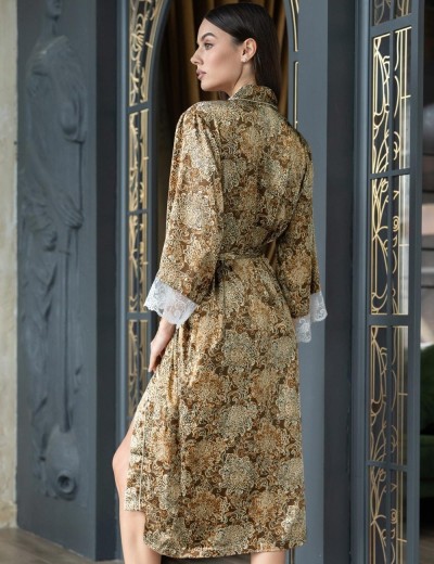 Длинный халат из шёлка Mia-Amore CAPPUCCINO 3119, Цвет: капучино, Размеры: 4XL/5XL, изображение 2