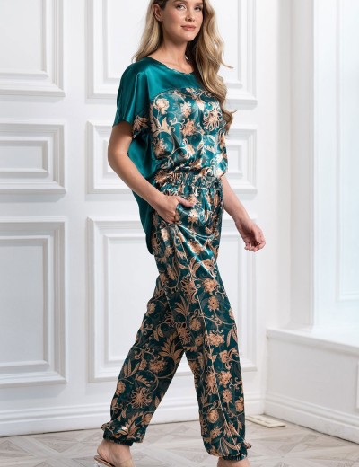 Шёлковая пижама со штанами Mia-Amore EMERALD 3781, Цвет: изумрудный, Размеры: 2XL, изображение 3