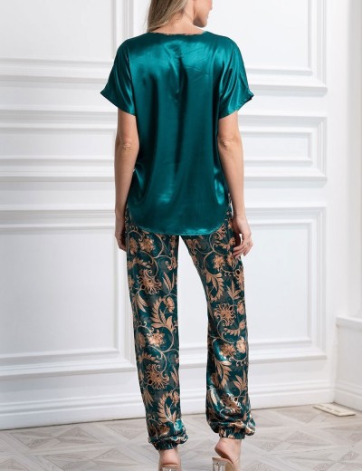 Шёлковая пижама со штанами Mia-Amore EMERALD 3781, Цвет: изумрудный, Размеры: 2XL, изображение 2