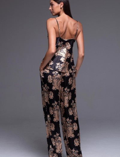 Пижама тройка из шёлка Mia-Amore GOLDEN FLOWER 3305, Цвет: черный, Размеры: L, изображение 4