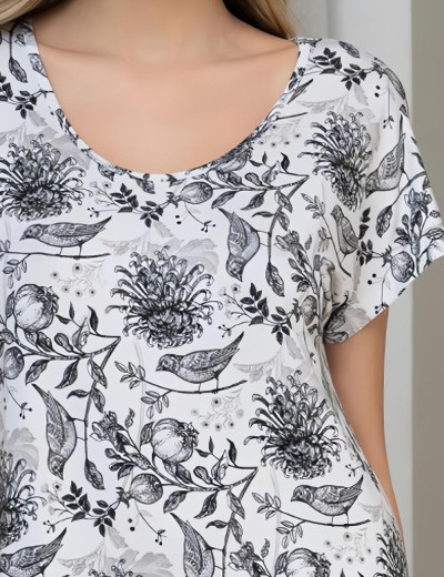 Сорочка из трикотажной вискозы Mia-Amore IVETTA 5144, Цвет: чёрно-белый, Размеры: 4XL/5XL, изображение 4