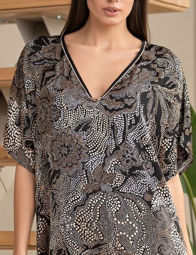 Свободная туника из шёлка с вискозой Mia-Amore SELESTA 4040, Цвет: черный, Размеры: 6XL/7XL, изображение 5