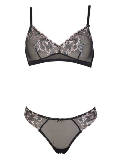 Комплект Sielei EMBROIDERY GOLD 76467 триангул+бразилиана nero, Цвет: nero (черный), Размеры: 75B, изображение 2