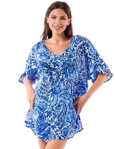 Свободная пляжная туника Jantzen JZ25229C, Цвет: кобальт, Размеры: L, изображение 2