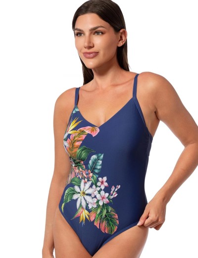 Купальник сплошной цветы Jantzen JZ25285M, Цвет: джинс, Размеры: XL, изображение 4