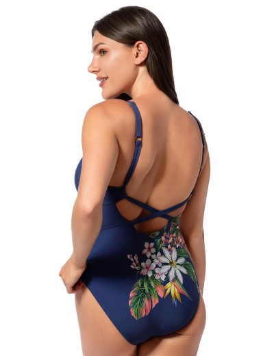 Купальник сплошной цветы Jantzen JZ25285M, Цвет: джинс, Размеры: XL, изображение 5