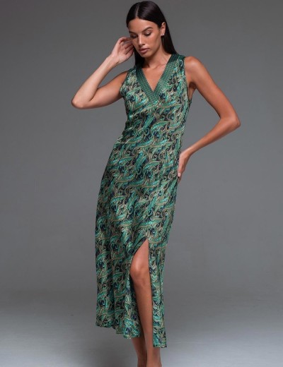 Шёлковая сорочка с рельефными швами Mia-Amore AMINA 4108, Цвет: изумрудный, Размеры: 4XL, изображение 3