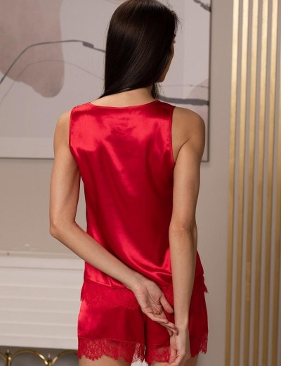 Шёлковая пижама майка с шортами Mia-Amore BEATRIS 4502, Цвет: красный, Размеры: L, изображение 2