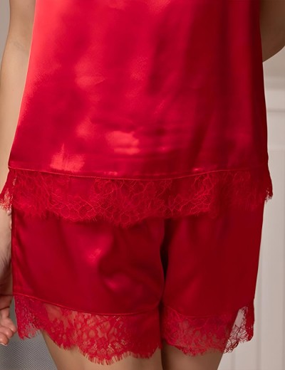 Шёлковая пижама майка с шортами Mia-Amore BEATRIS 4502, Цвет: красный, Размеры: L, изображение 4