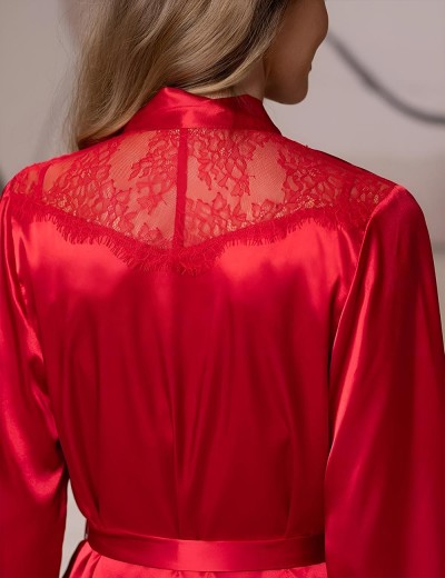 Шёлковый халат-кимоно Mia-Amore BEATRIS 4503, Цвет: красный, Размеры: 4XL/5XL, изображение 4