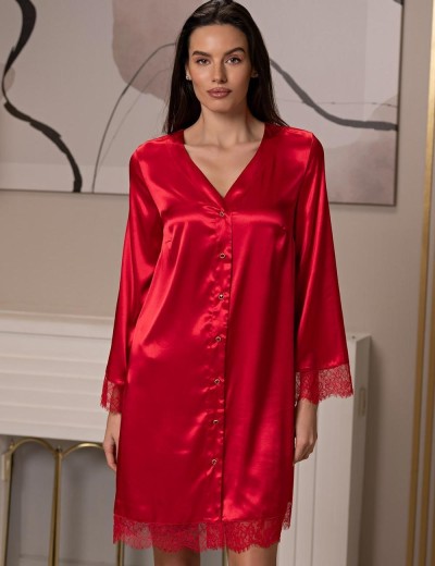 Шёлковая рубашка-халат Mia-Amore BEATRIS 4505, Цвет: красный, Размеры: 3XL, изображение 3