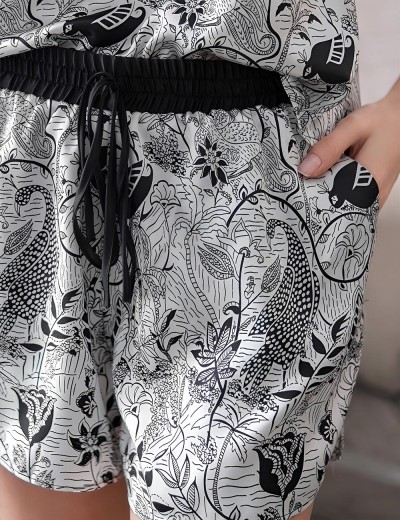 Шёлковая пижама с шортами Mia-Amore CHARLINE 4092, Цвет: черно-белый, Размеры: L, изображение 4