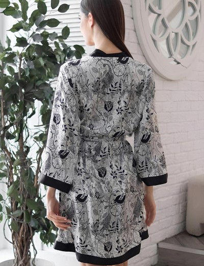 Короткий халат-кимоно Mia-Amore CHARLINE 4093, Цвет: черно-белый, Размеры: L/XL, изображение 2