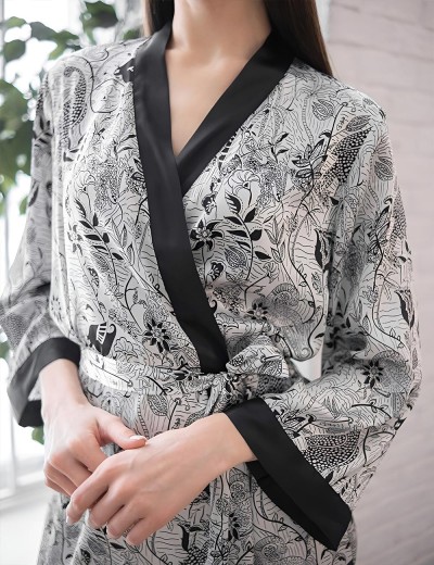 Короткий халат-кимоно Mia-Amore CHARLINE 4093, Цвет: черно-белый, Размеры: L/XL, изображение 4