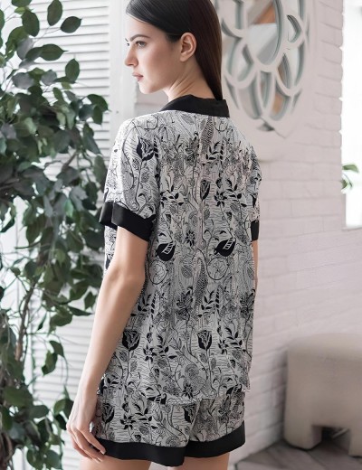 Шёлковый комплект с шортами Mia-Amore CHARLINE 4094, Цвет: черно-белый, Размеры: S, изображение 2